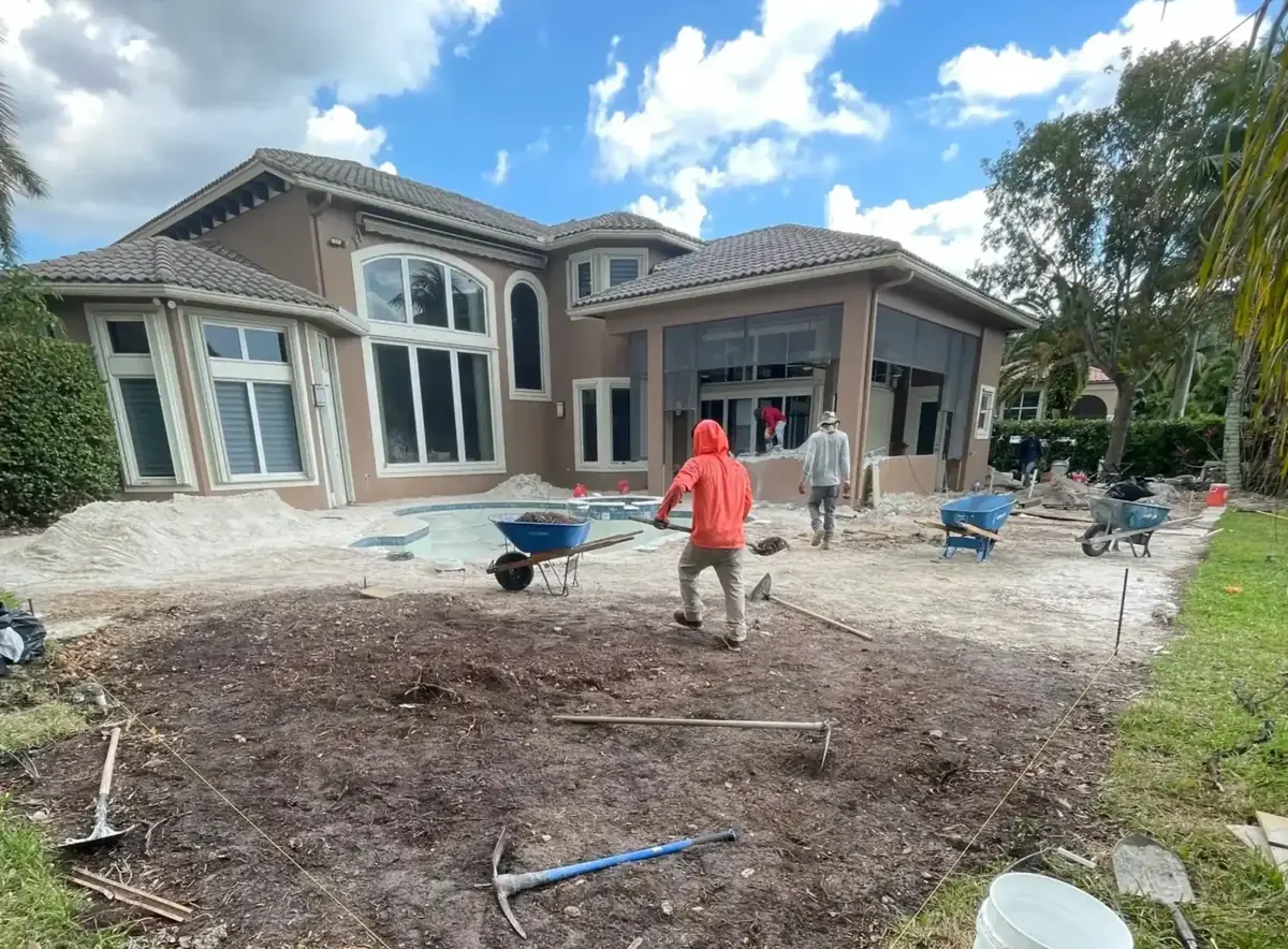 French pattern pool deck before the remodel
