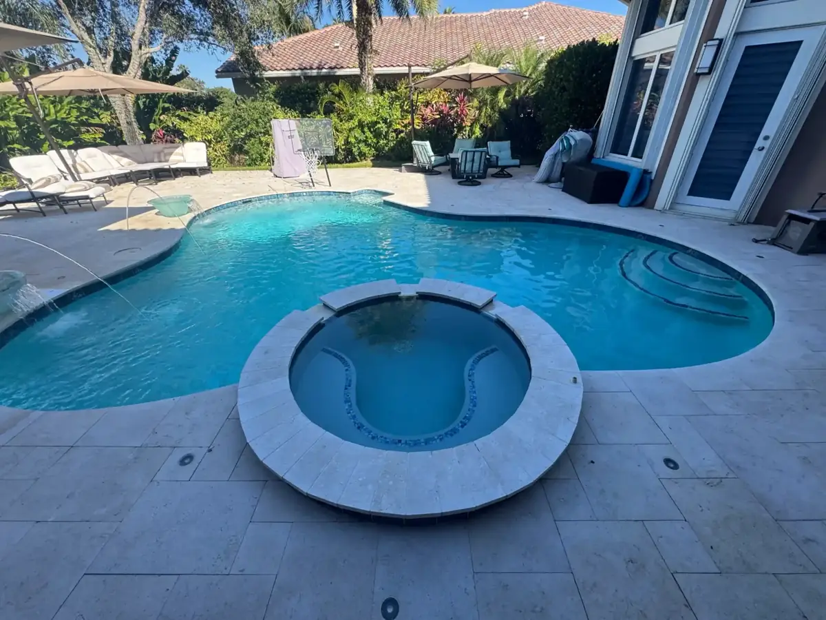 The same pool deck after the paver remodel