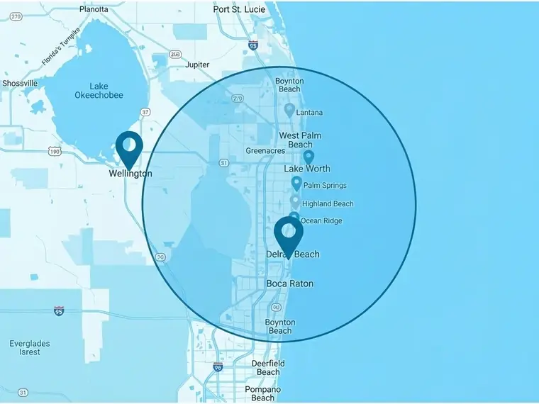 Map of the Palm Beach County area served by Pavers by Silva